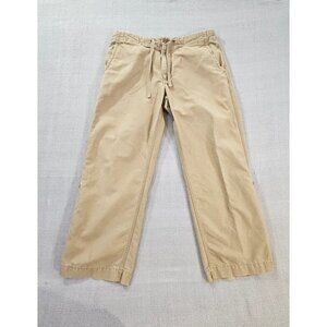 Gap Pants Men's L 38x30 Beige Wide Leg Drawstring & Button Linen Blend Vintage